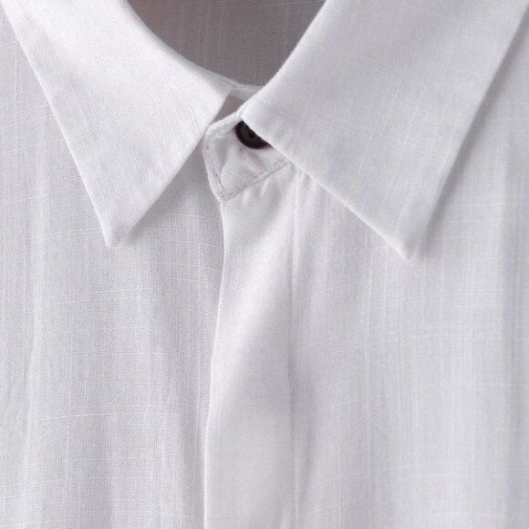 White Basic Men's Button Up Shirt - Picture 5 of 6